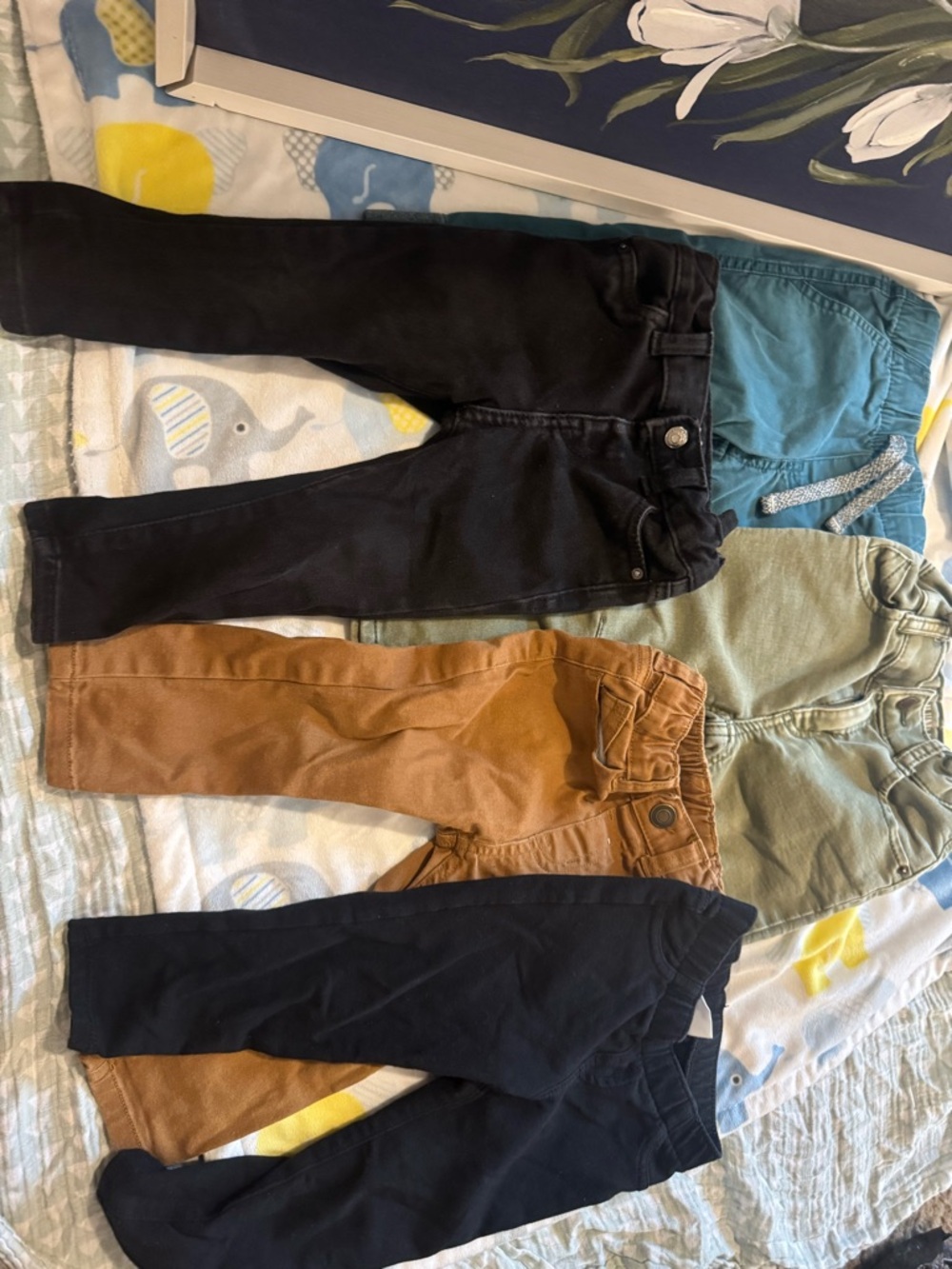 Cat & Jack Kids Pants Multi-Pack - Black, Blue, Green, Brown